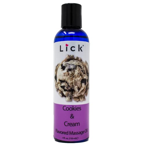 LICK Body Oil - Nourishing Massage with Vitamin E & Sweet Cookies and Cream Scent - 4 oz