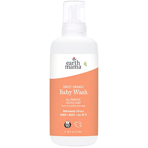 Earth Mama Baby Shampoo & Body Wash - Organic, Gentle for Sensitive Skin - Sweet Orange, 34oz