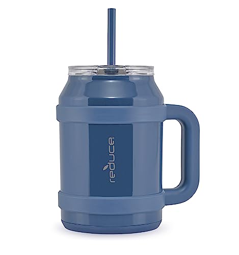 REDUCE Tumbler - Insulated 50 oz Water Mug with Straw, Keeps Drinks Cold for 50 Hours - Gloss Blue