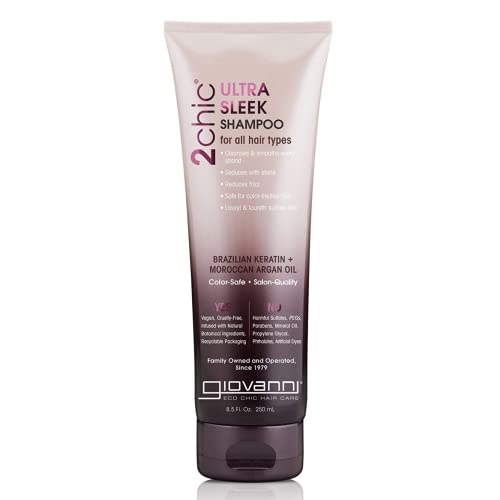 GIOVANNI Ultra-Sleek Shampoo - Moisturizing Anti-Frizz, Color Safe, Vegan - 8.5 oz