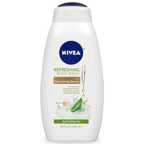 NIVEA Basil & White Tea Body Wash - Nourishing Serum, Energizing Scent, 20 Fl Oz