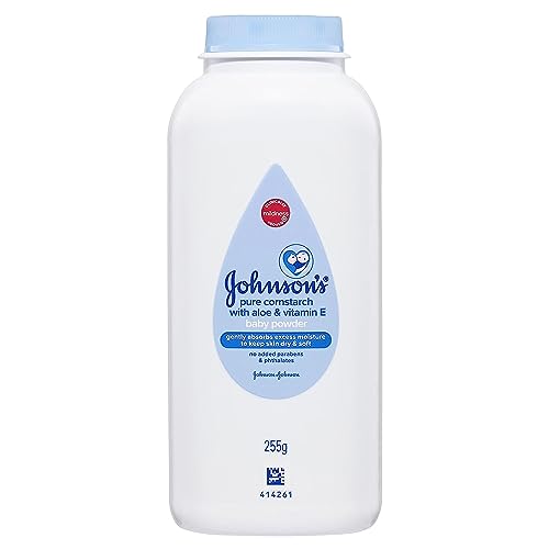 Johnson's Baby Powder - Naturally Derived Cornstarch, Aloe & Vitamin E, Hypoallergenic - 9oz