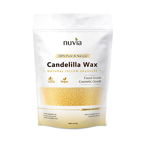 Nuvia Organics Candelilla Wax - 100% Pure Natural Vegan, Food Grade for Cosmetics - 4 oz