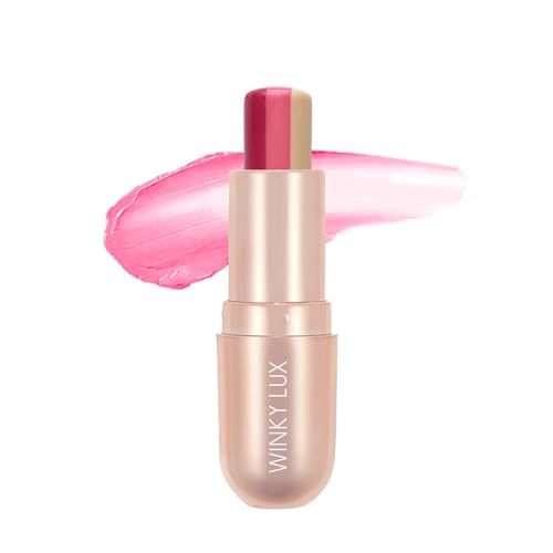 Winky Lux Lip Balm - Hydrating Strawberry Rose Tint, Vegan & Cruelty-Free - Tri-Color Balm