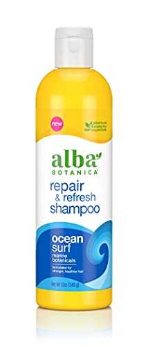 Alba Botanica Shampoo - Repairs Split Ends, Plant-Based Marine Botanicals - Ocean Surf, 12oz