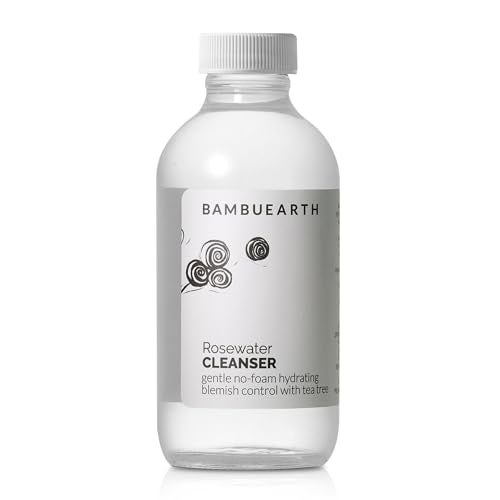 BambuEarth Rosewater Facial Cleanser - Hydrates, Balances, Soothes - Vegan, 4oz