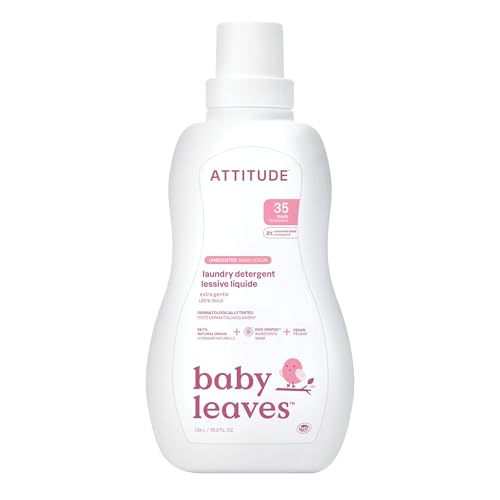 ATTITUDE Baby Laundry Detergent - EWG Verified, Plant-Based, Vegan - 35 Loads, Unscented