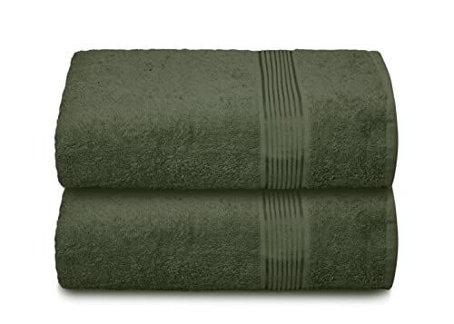 Belizzi Home Cotton Bath Towel Set - Ultra Absorbent, Quick-Dry, 100% Natural - 2 Pack, Olive Green