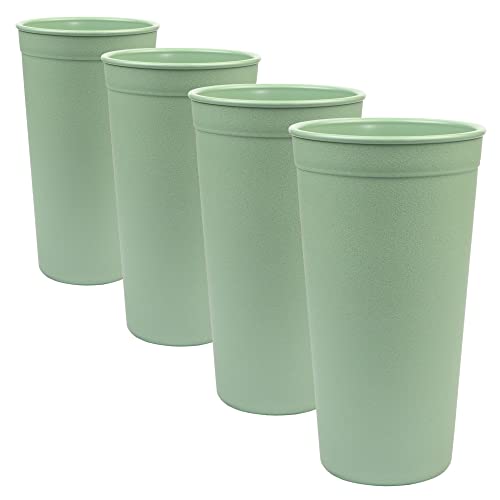 Re-Play 24 Oz. Reusable Tumblers - Durable, Stackable, Made from Recycled Materials - Sage, Set of 4