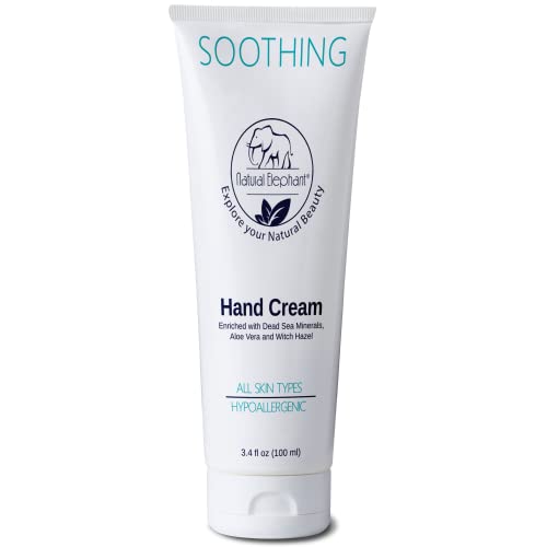 Natural Elephant Hand Cream - Hydrating Aloe & Dead Sea Minerals, Gentle for Sensitive Skin - 3.4oz