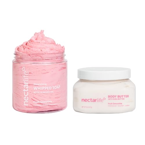 Nectar Bath Treats Body Care Set - Nourishing Whipped Soap & Shea Butter, Vegan - 5oz & 8oz