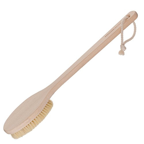 REDECKER Beechwood Bath Brush - Gentle Exfoliation, Natural Bristle Fibers - 17-3/4 inch Handle