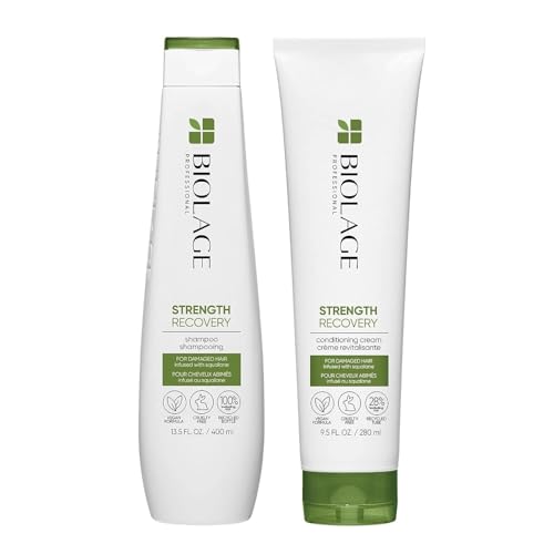 Biolage Strength Recovery Shampoo & Conditioner Set - Reduces Breakage, Nourishes Hair - 13.5oz