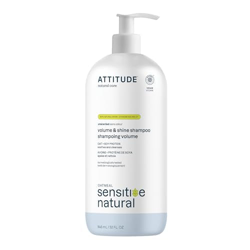 ATTITUDE Hair Shampoo - Soothes Dry Scalp with Oat, EWG Verified Ingredients, Vegan - 32 Fl Oz