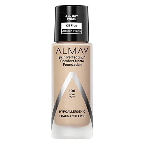 Almay Comfort Matte Foundation - Oil-Free, Hypoallergenic, Dermatologist Tested - Cool Ivory, 1oz