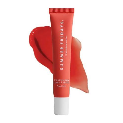 Summer Fridays Lip Butter Balm - Instant Moisture & Shine, 100% Vegan - Poppy (.5 Oz)