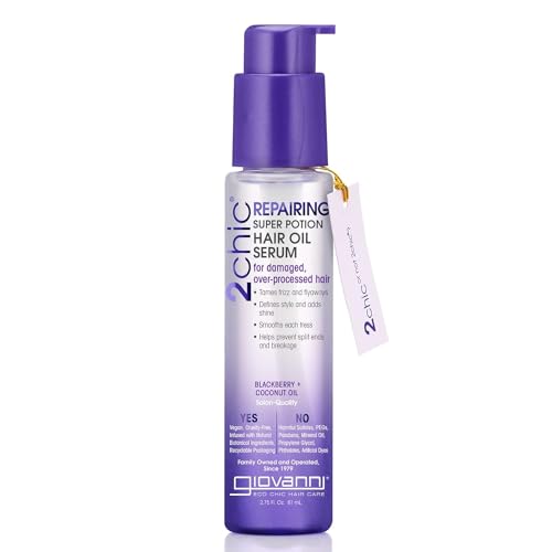 GIOVANNI 2chic Repairing Hair Oil Serum - Restores Shine, Frizz Control, Color Safe - 2.75 oz