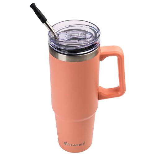 AQUAPHILE 35oz Tumbler - Insulated for Hot & Cold Drinks, Leak-proof, Stainless Steel - Peach Pink