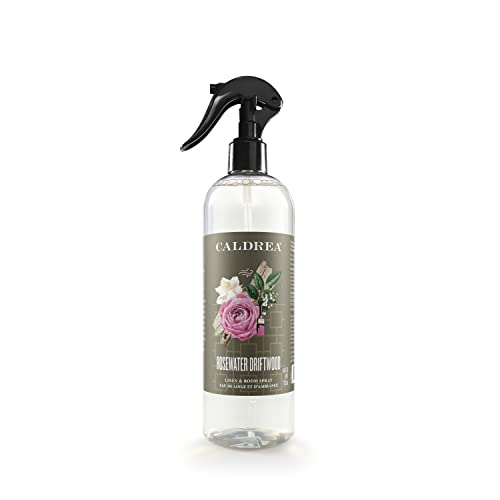 Caldrea Linen & Room Spray - Freshens Fabrics with Essential Oils, Rosewater Driftwood - 16oz