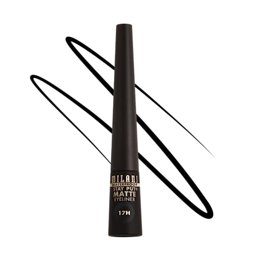 Milani Stay Put Matte Liquid Eyeliner - Long-Lasting, Smudgeproof, Vegan - Black, 17H Wear