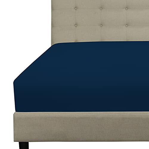 Royale Linens Fitted Sheet - Ultra-Soft, Wrinkle & Fade Resistant, OEKO-TEX Certified - Navy Twin