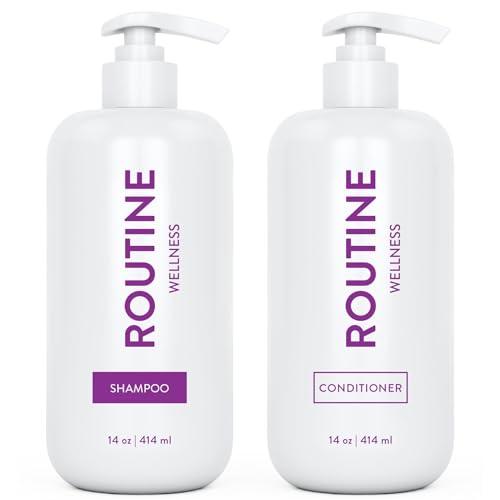 Routine Wellness Shampoo & Conditioner Set - Strengthens Hair, Vegan, Rose Hips - 14oz (Pack of 2)