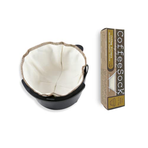 CoffeeSock Reusable Organic Cotton Coffee Filters - Enhanced Flavor, 2 Pack for 6-12 Cup Brew