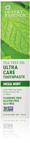 Desert Essence Tea Tree Oil Toothpaste - Freshens Breath, Reduces Plaque & Gum Issues - 6.25oz