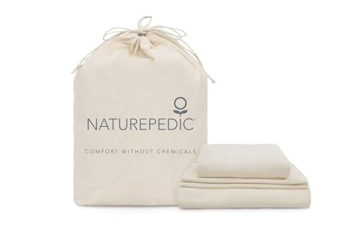 Naturepedic Organic Luxury Queen Sheet Set - Soft Breathable 400 Thread Count Cotton - 4 Piece