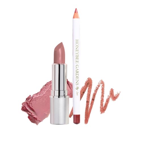 Honeybee Gardens Lip Liner & Lipstick Set - Vegan, Gluten-Free, Warm Pink & Mauve Shades