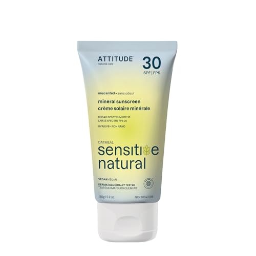 ATTITUDE Mineral Sunscreen - EWG Verified, Broad Spectrum UVA/UVB, Vegan, SPF 30 - 5.2oz