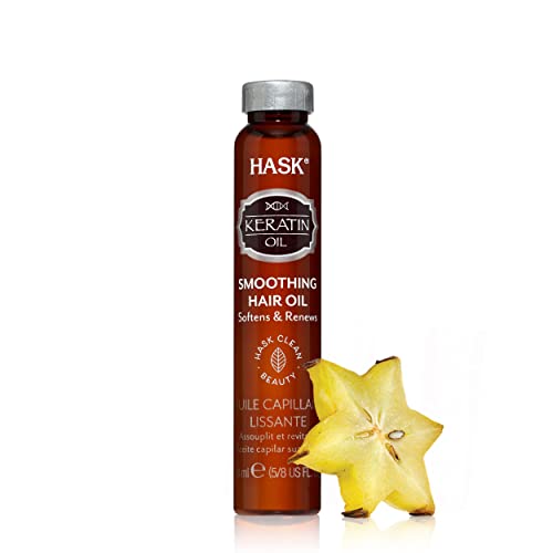 HASK Hair Oil - Smooths Frizz, Instant Shine, Non-Greasy Formula - 18ml