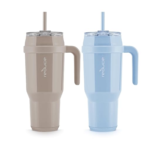 REDUCE 50 oz Tumbler - Keeps Drinks Cold 50 Hours, BPA Free, Dishwasher Safe - 2 Pack, Glacier/Sand