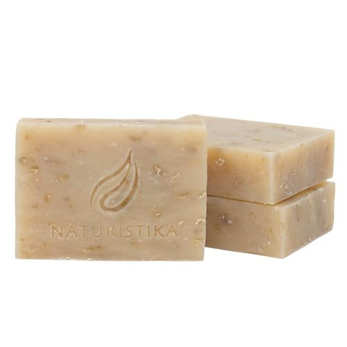 Naturistika Lavender Oatmeal Goat Milk Soap Bar - Nourishing Cleansing, Paraben-Free - 3 Pack