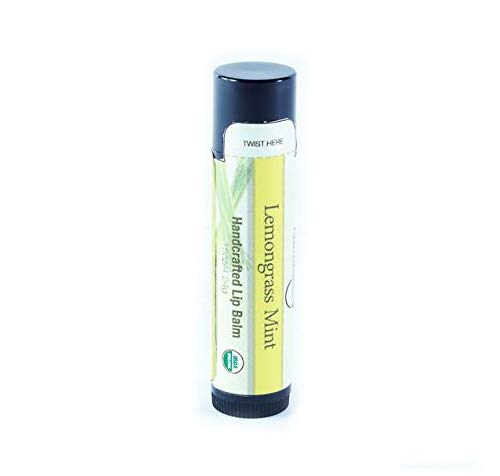 USDA Organic Lip Balm - Moisturizing Lemongrass Mint, Non-GMO, Gluten-Free - 0.15oz