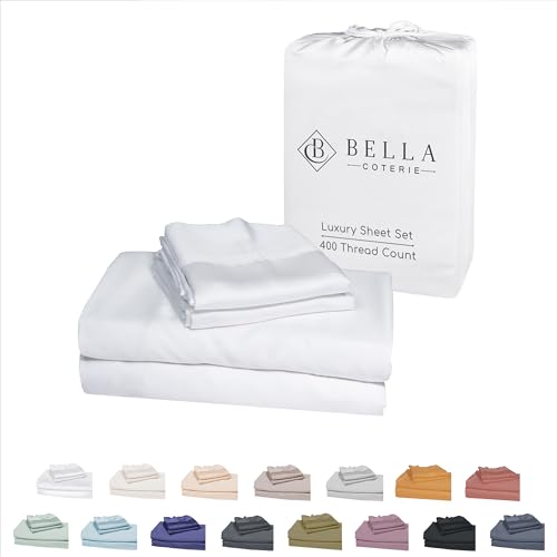 Bella Coterie King Bamboo Sheet Set - Ultra Soft, Hypoallergenic, 400 Thread Count - 18" Deep Pocket