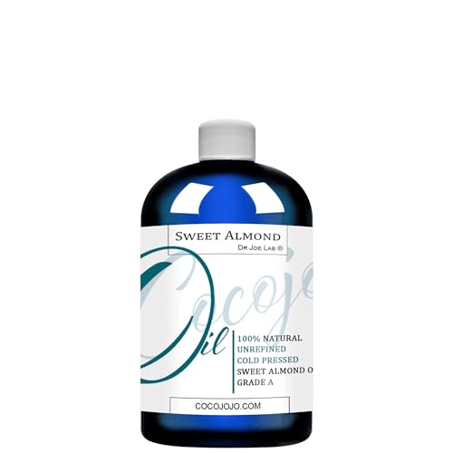 CocoJojo Sweet Almond Oil - Nourishing for Skin & Hair, Vegan, Cold Pressed - 8oz