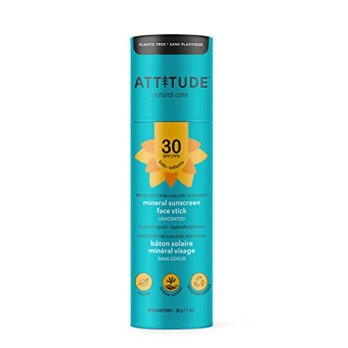 ATTITUDE Sunscreen Stick - Broad Spectrum SPF 30, Reef-Friendly, Vegan - 1 Oz