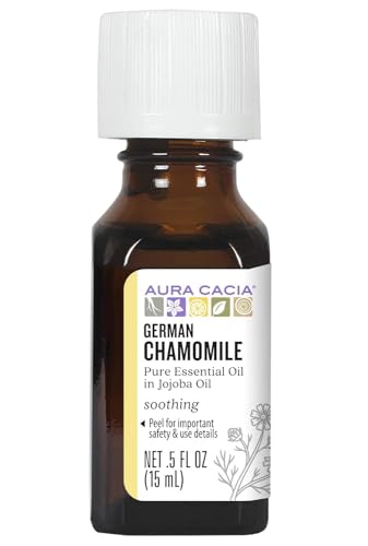 Aura Cacia German Chamomile Essential Oil - Calming Aroma, Vegan & Cruelty-Free - 0.5 fl. oz.