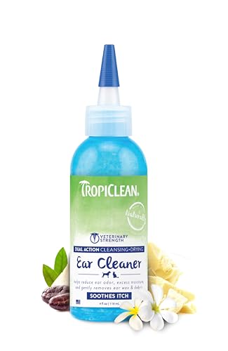 TropiClean Dog & Cat Ear Cleaner - Itch Relief, Natural Ingredients, Vet Recommended - 4oz