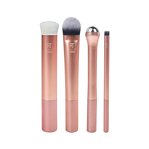 Real Techniques Makeup Brush Set - Exfoliate & Apply Primers, Cruelty-Free & Vegan - 4 Pieces
