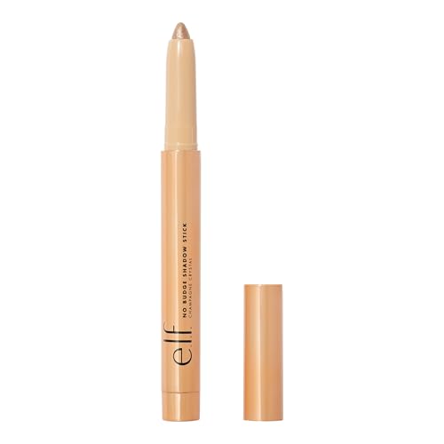 e.l.f. No Budge Shadow Stick - High-Pigment Metallic Color, Vegan, Cruelty-Free - Champagne Crystal