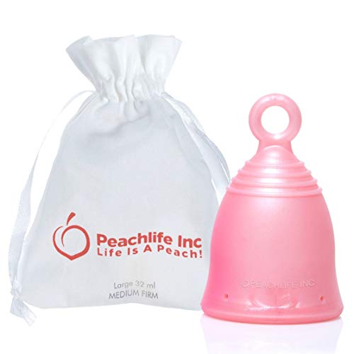 Peachlife Silicone Menstrual Cup - Leak-Proof Comfort, Easy Pull Ring, Reusable for 10 Years - Large