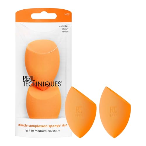 Real Techniques Miracle Complexion Sponge Set - Buildable Coverage, Latex-Free, 2 Count