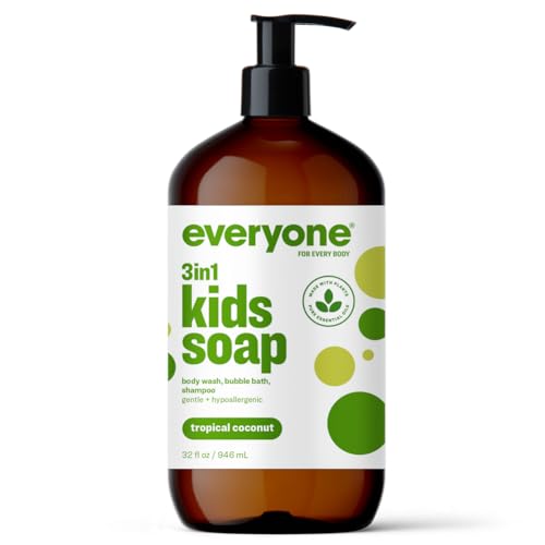 Everyone 3-in-1 Kids Shampoo & Body Wash - EWG Verified, Tropical Coconut Scent - 32oz