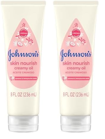 Johnson's Body Oil - 24-Hour Moisture with Coconut & Honeysuckle, Hypoallergenic - 8 fl oz (2-Pack)