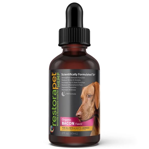 RestoraPet PM Formula Pet Supplement - Joint Pain Relief, Organic Turmeric, Bacon Flavor - 2 oz