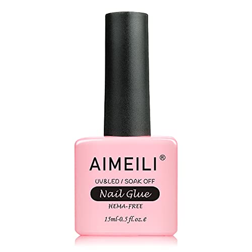 AIMEILI 2 in 1 Nail Glue & Base Gel - Quick, Strong Adhesion, Low Odor, 15ml for Acrylic Nails