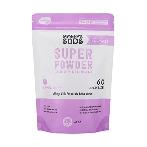 Molly's Suds Super Powder Detergent - Stain Fighting, Gentle for Sensitive Skin, Lavender - 60 Loads