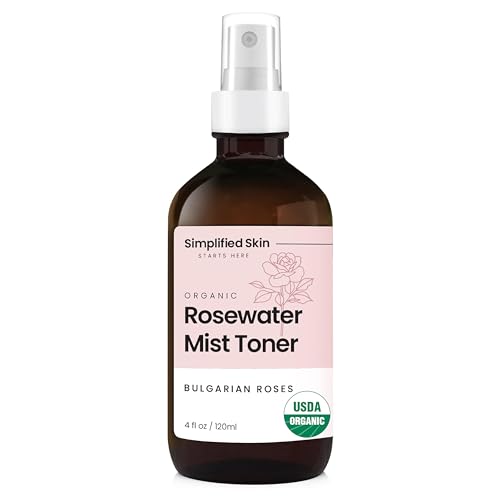 Simplified Skin Rose Water Spray - Hydrating Facial Mist, USDA Certified - 4 Oz